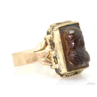 Handcrafted Brown Sard Cameo Antique Mixed Karat Gold Ring