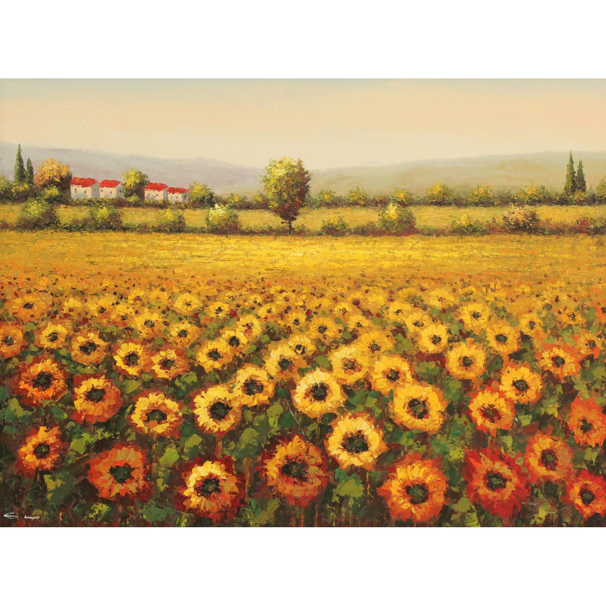 Framed Original Tuscan Sunflowers