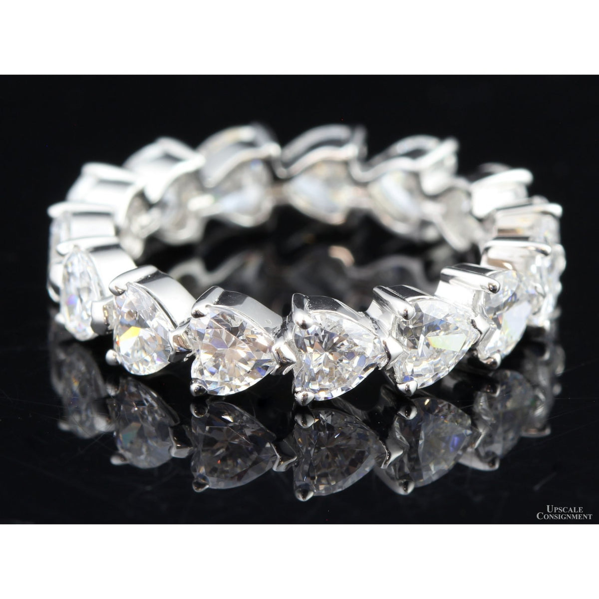 14K White Gold Heart Shape Cubic Zirconia Eternity Band