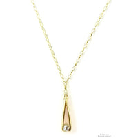 14K Gold .15ct Old Mine Cut Diamond Teardrop Pendant Necklace