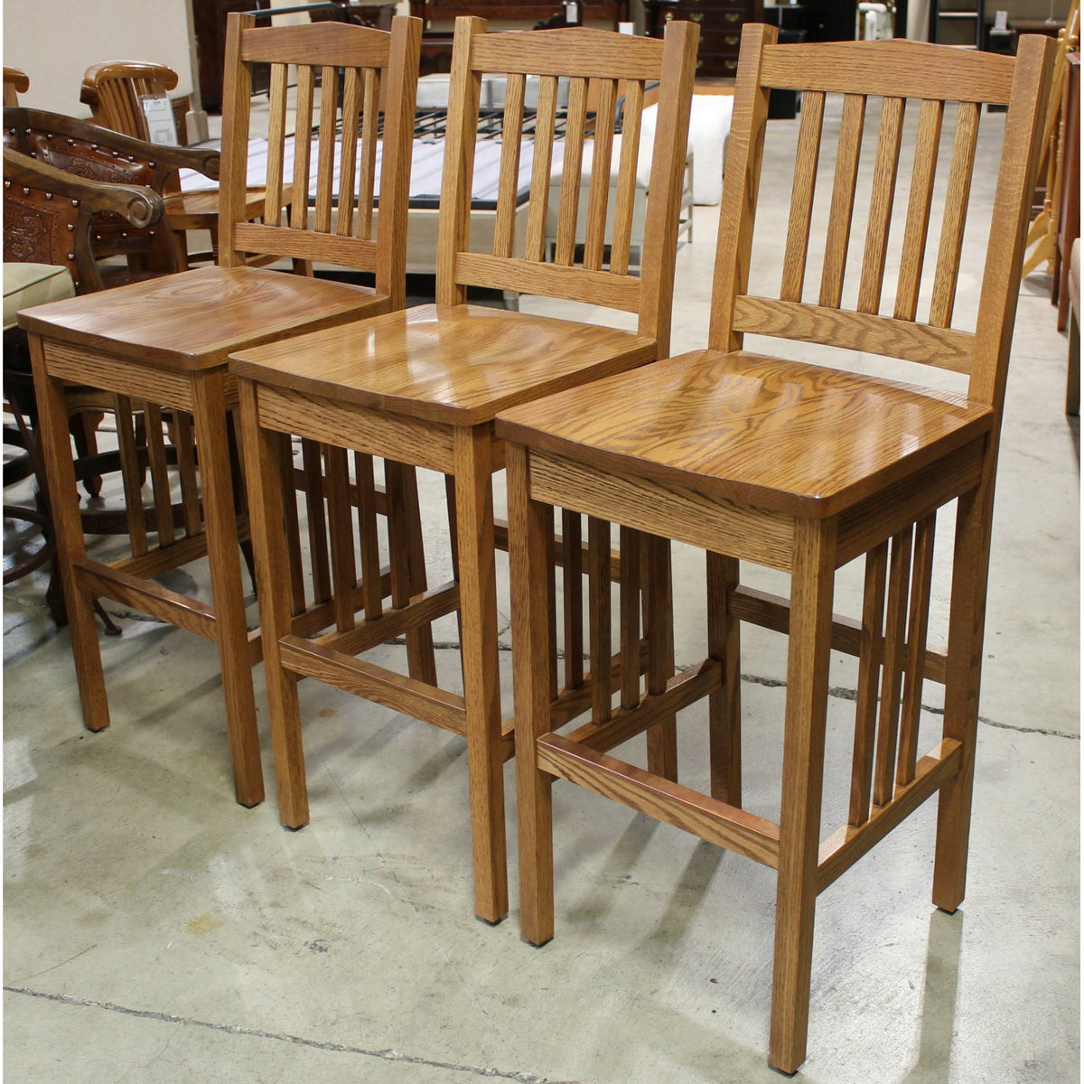 Set/3 Honey Oak Bar Stools