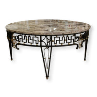 Round Stone Top & Wrought Iron Coffee Table