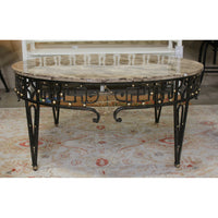 Round Stone Top & Wrought Iron Coffee Table