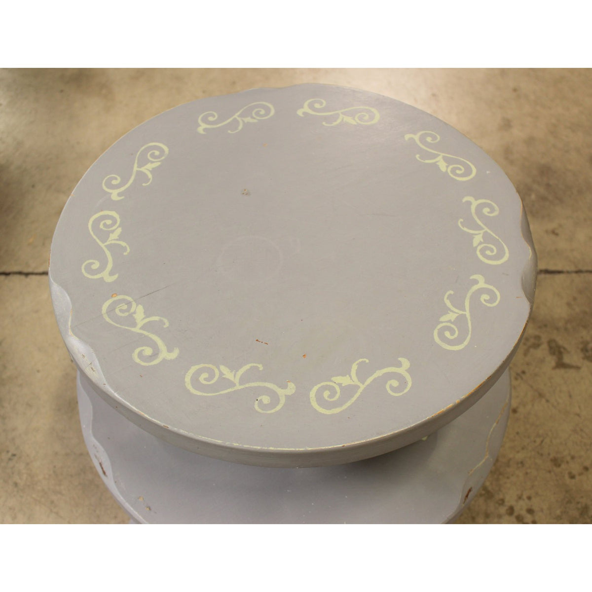 Round Gray 2-Tier Accent Table