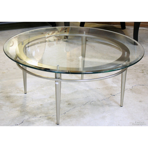 Ethan Allen Round Glass Coffee Table