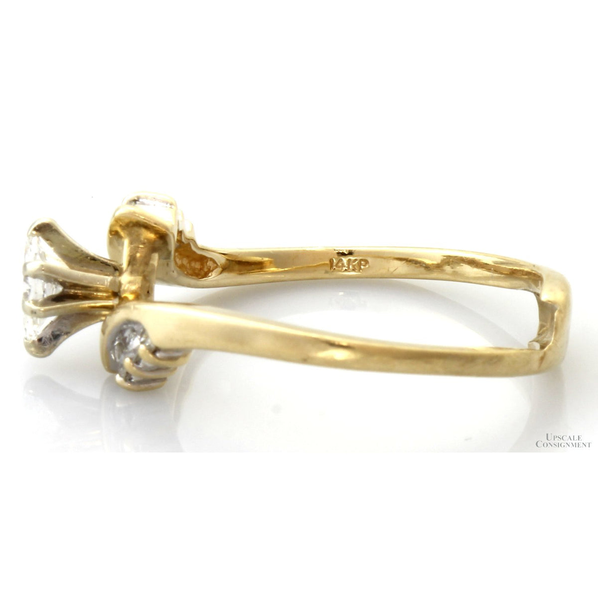 Vintage Crescent 14KP Gold Marquise Diamond Shadow Band | Estate Wedding Ring