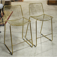 CB2 Pair of 'Alpha' Brass Wire Counter Stools
