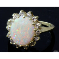 14K 1.36ct Australian Opal & .41ctw Diamond Halo Ring