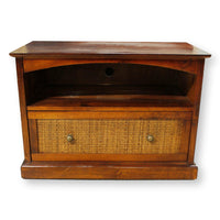 Pier 1 Imports Dark Finish Pine & Wicker Media Console