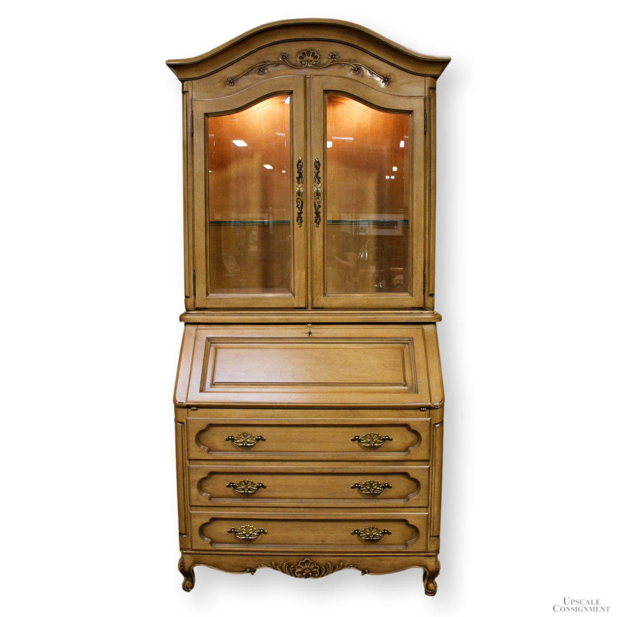 Custom Craft Lighted Secretary Desk w/Hutch