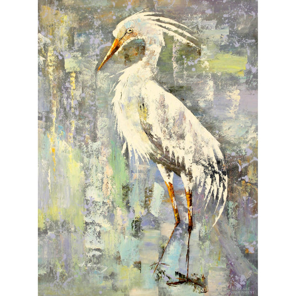 Framed Original Painting Snowy Egret