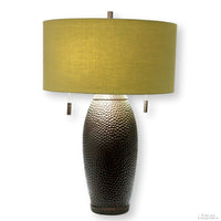 Faux Hammered Metal Lamp w/Green Shade
