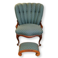Green Channelback Chair w/Footstool