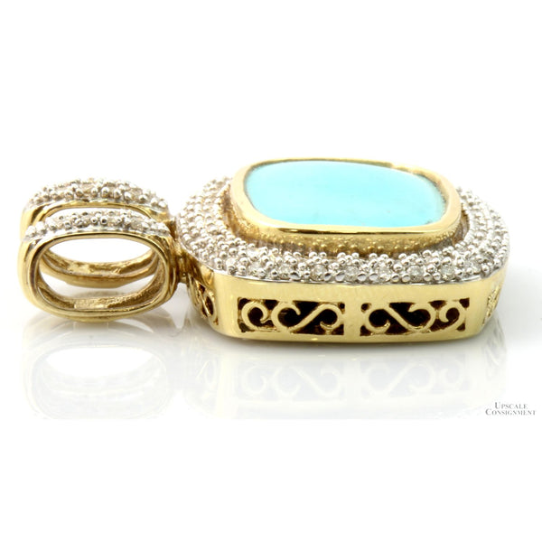 LeVian Turquoise & Diamond 14K Yellow Gold Slide Pendant