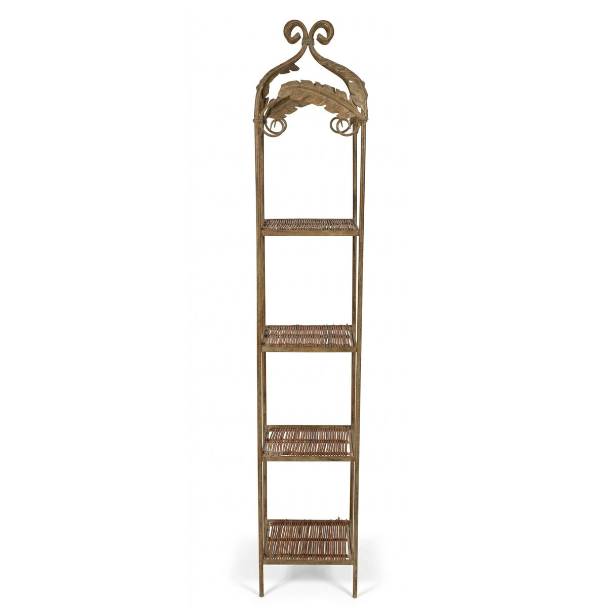 Petite Metal & Wicker Etagere