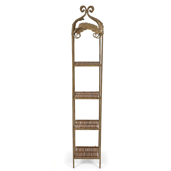 Petite Metal & Wicker Etagere