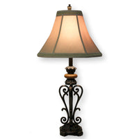 Scrolling Metal Table Lamp w/Stone Finial