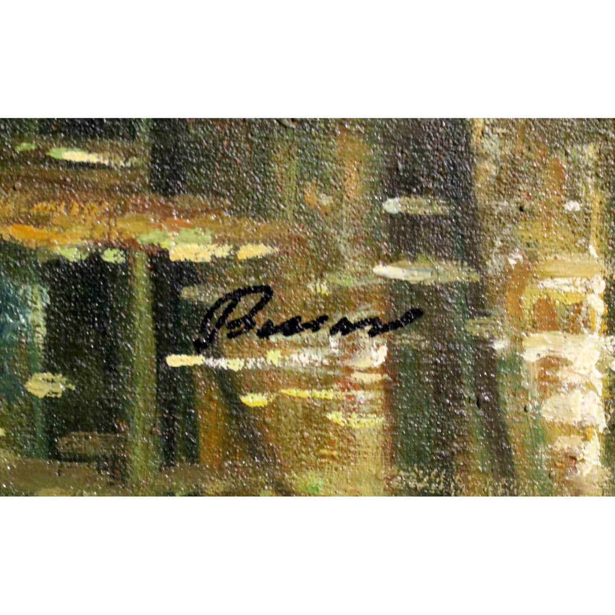 Framed Original Oil - River in Lush Green Forest