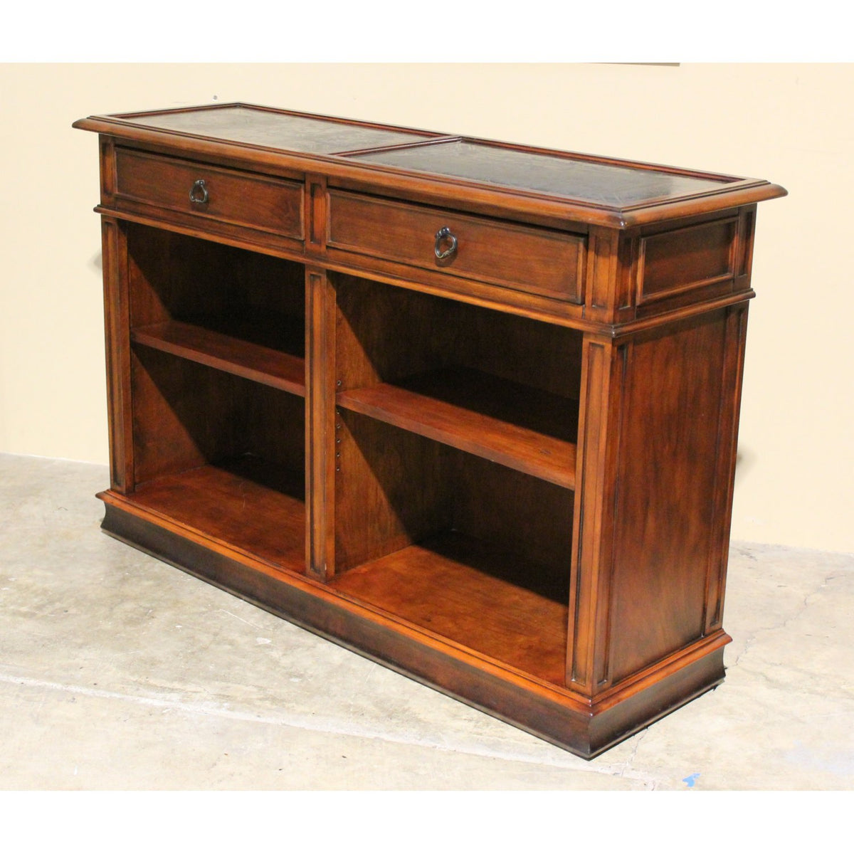 2 Drawer Console w/Black Scrollwork Inlay Top