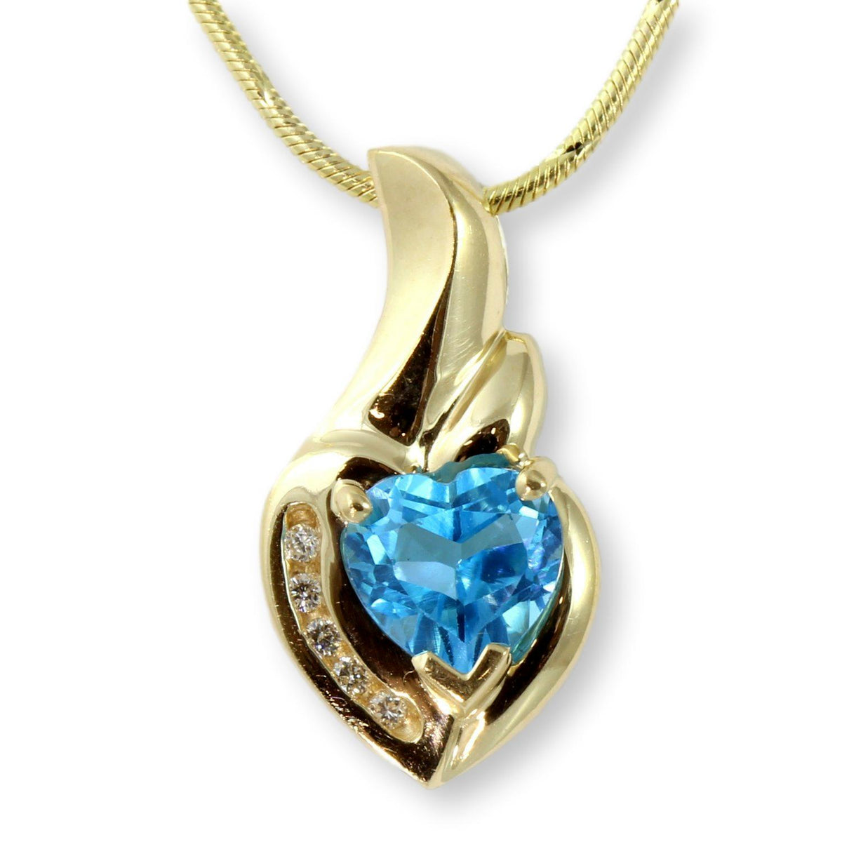 1.74ct Swiss Blue Topaz Gem & Diamond Slide Pendant Necklace