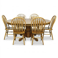 A-America Oval Oak Dining Table w/6 Spindle Chairs