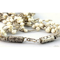 Multi-Strand Freshwater Pearl & Garnet Sterling Silver Necklace