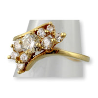14K Yellow Gold 1.19ctw Diamond Bypass Style Ring