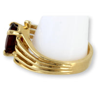 1.6ct Oval Deep Red Garnet Gemstone 14K Yellow Gold Ring