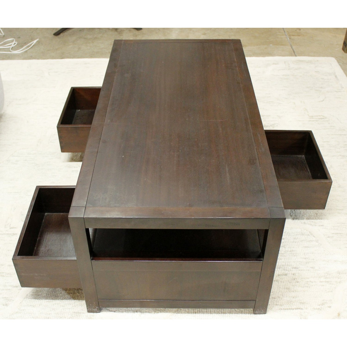 Pottery Barn "Ryhs" Dark Brown 3 Drawer Coffee Table