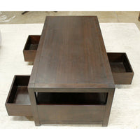 Pottery Barn "Ryhs" Dark Brown 3 Drawer Coffee Table