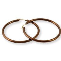 Chocolate Polished 2" Hoop Earrings in 14K Gold