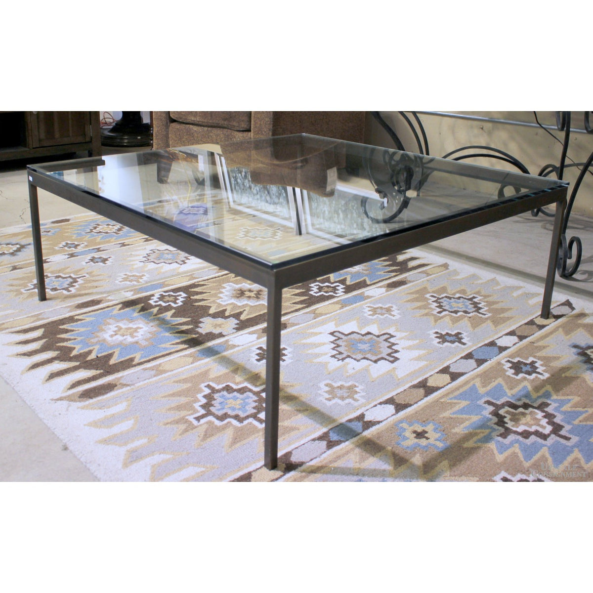 Glass & Metal Square Coffee Table