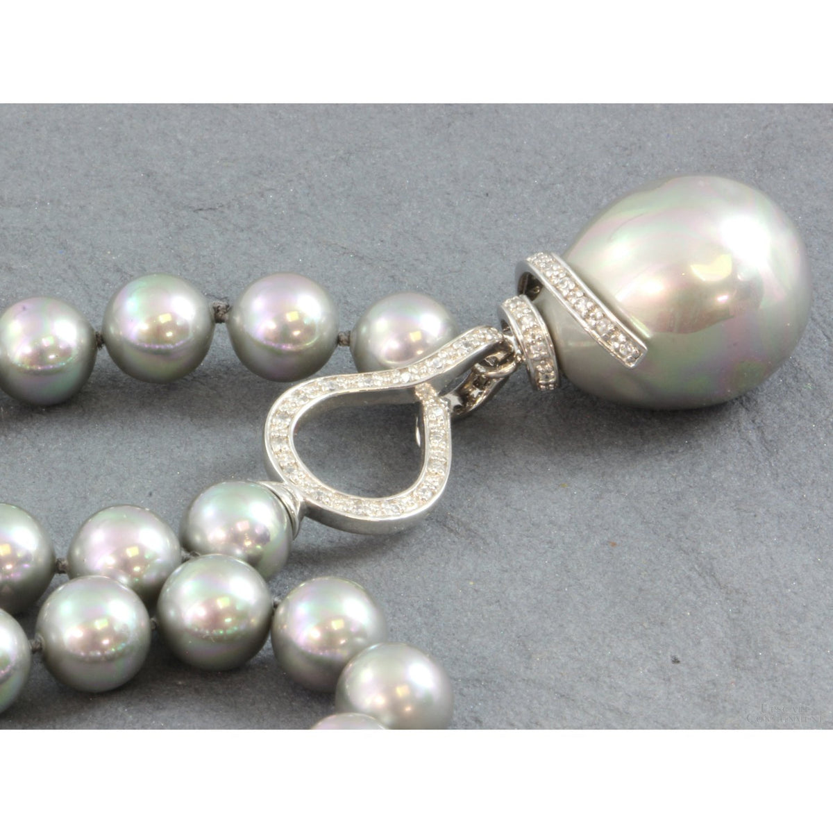 Majorca Sterling Silver Gray Faux Pearl Pendant Necklace