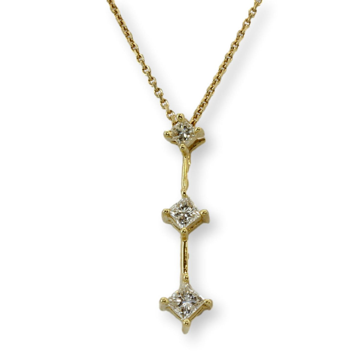 Natural Graduated Princess-Cut Diamond Pendant Necklace in 14K and 10K Yellow Gold