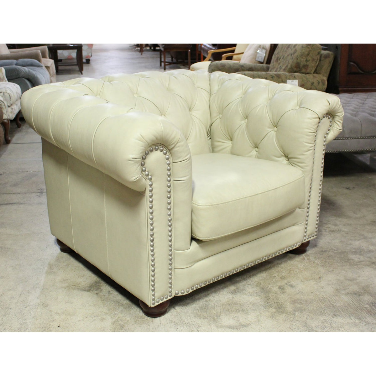 Bone Leather Chesterfield Club Chair