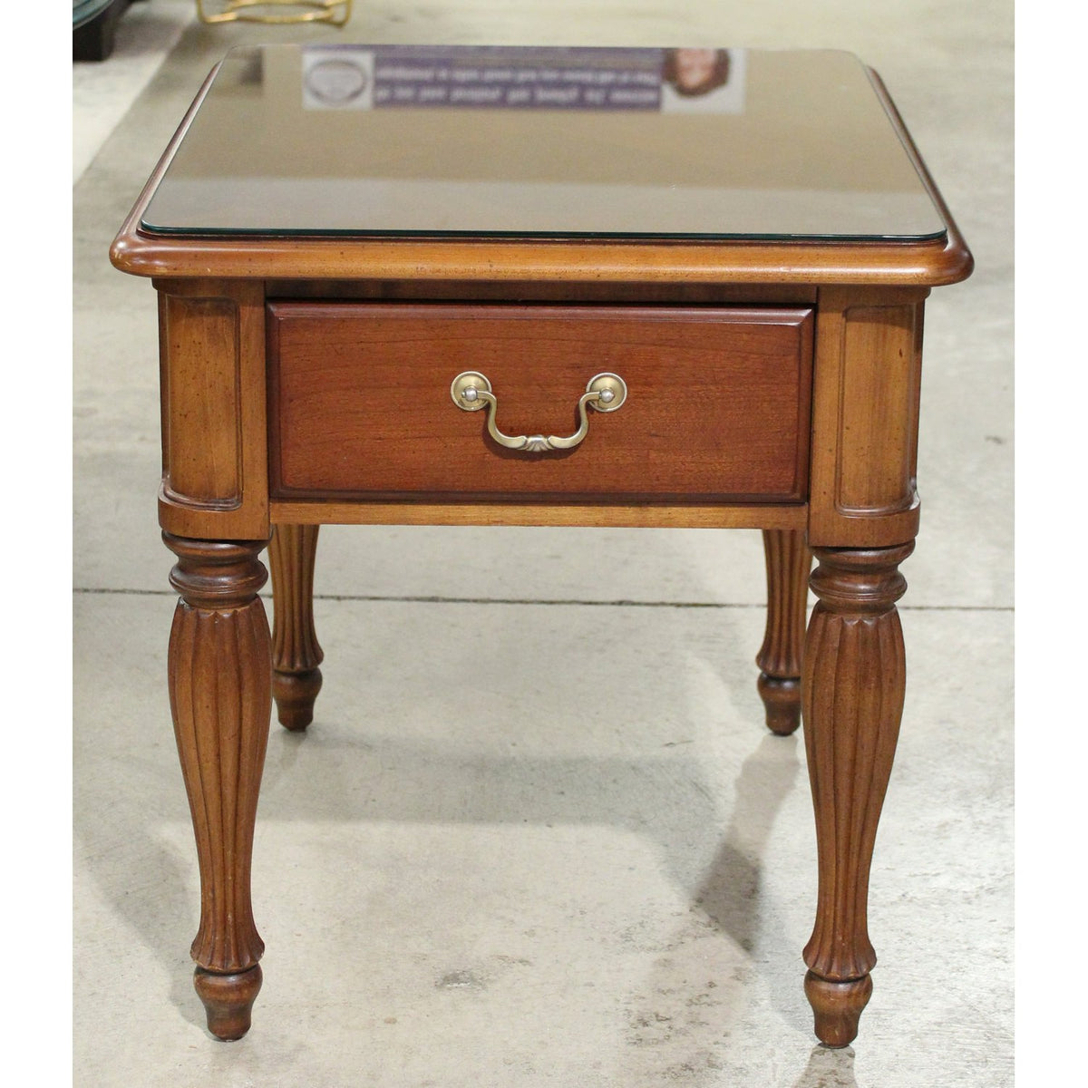 Thomasville End Table w/Protective Glass