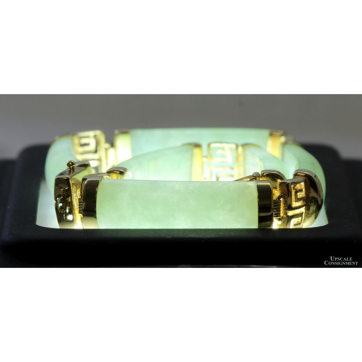 14K Gold & Light Green Jadeite Jade Link Bracelet | 14.32 Grams