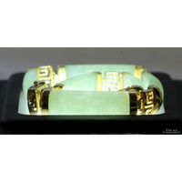 14K Gold & Light Green Jadeite Jade Link Bracelet | 14.32 Grams