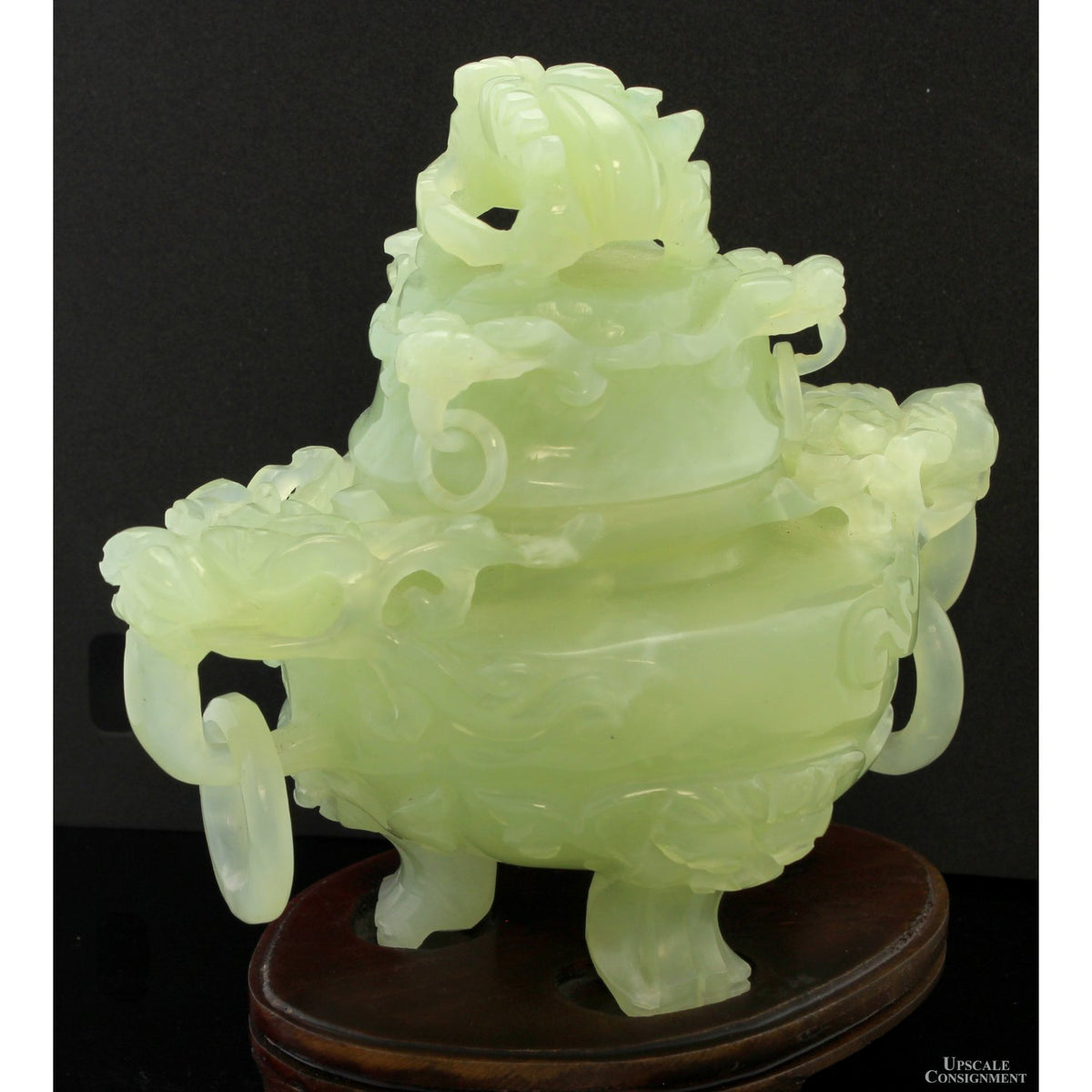Antique Chinese Carved Serpentine Tripod Incense Burner Censer