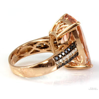 13ct Morganite .60ctw B & W Diamond 14K Rose Gold Ring