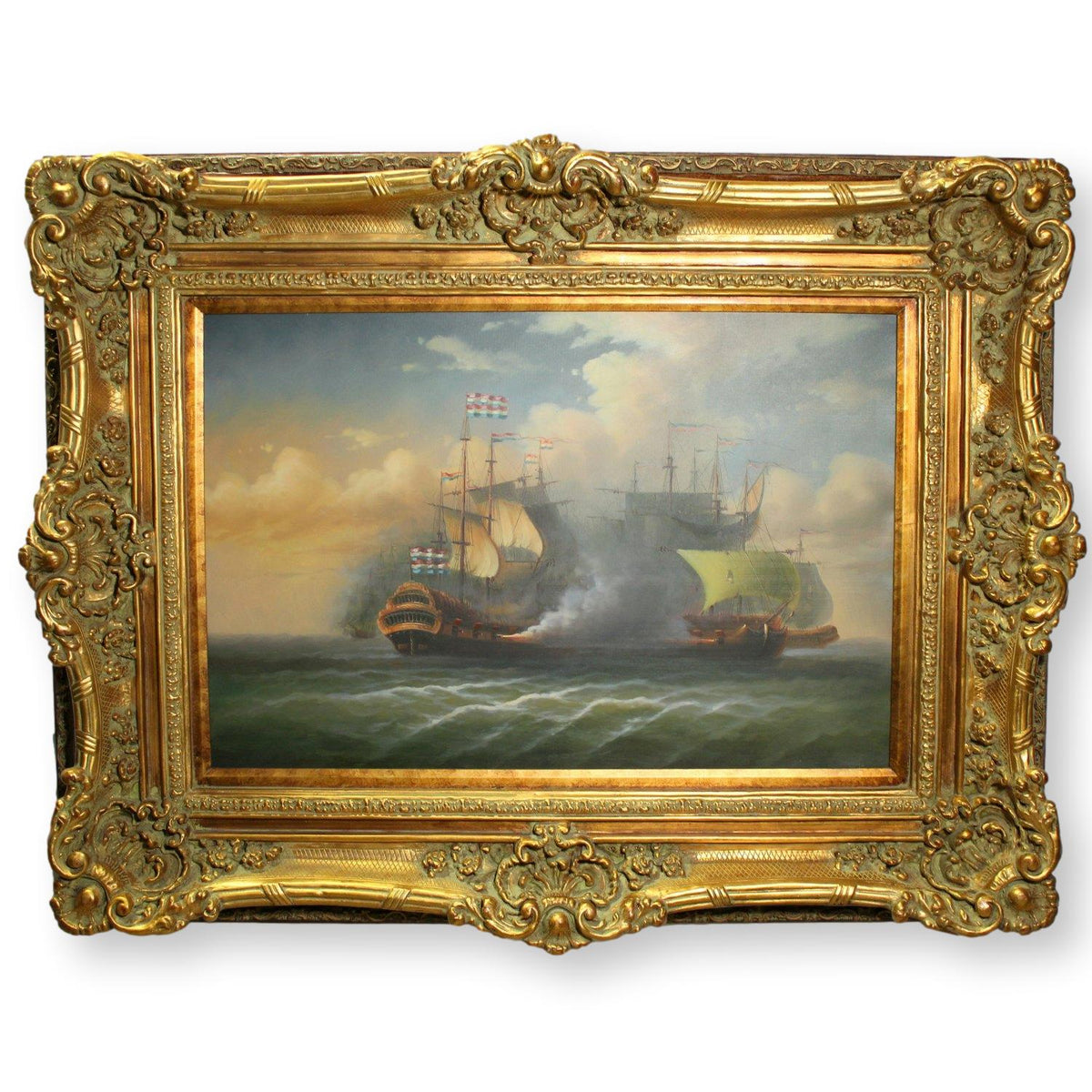Framed Oil - Dutch Armada Battle