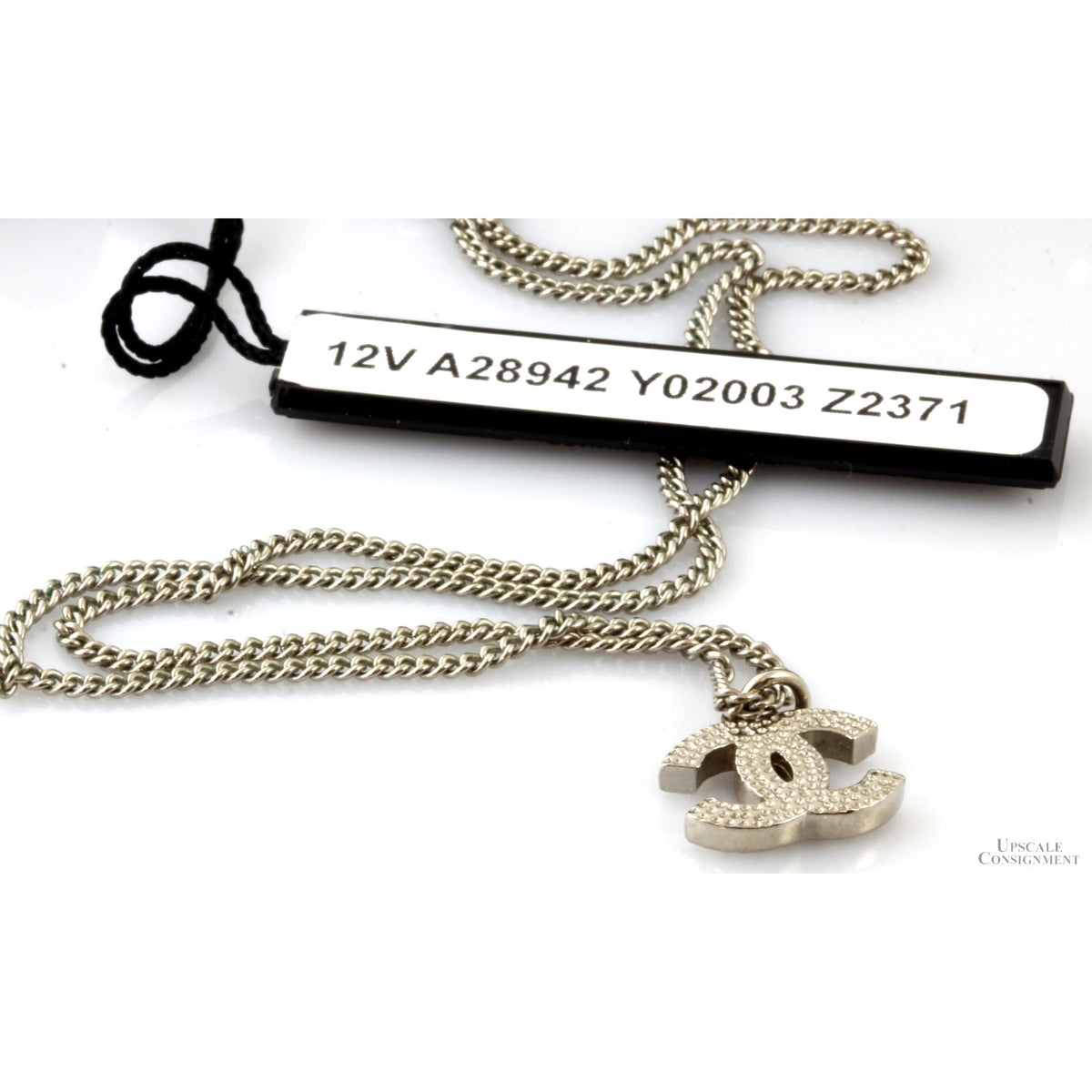 Chanel Crystal CC F12V Palladium-Vermeil Silver Pendant Necklace