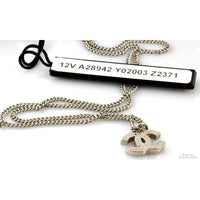 Chanel Crystal CC F12V Palladium-Vermeil Silver Pendant Necklace