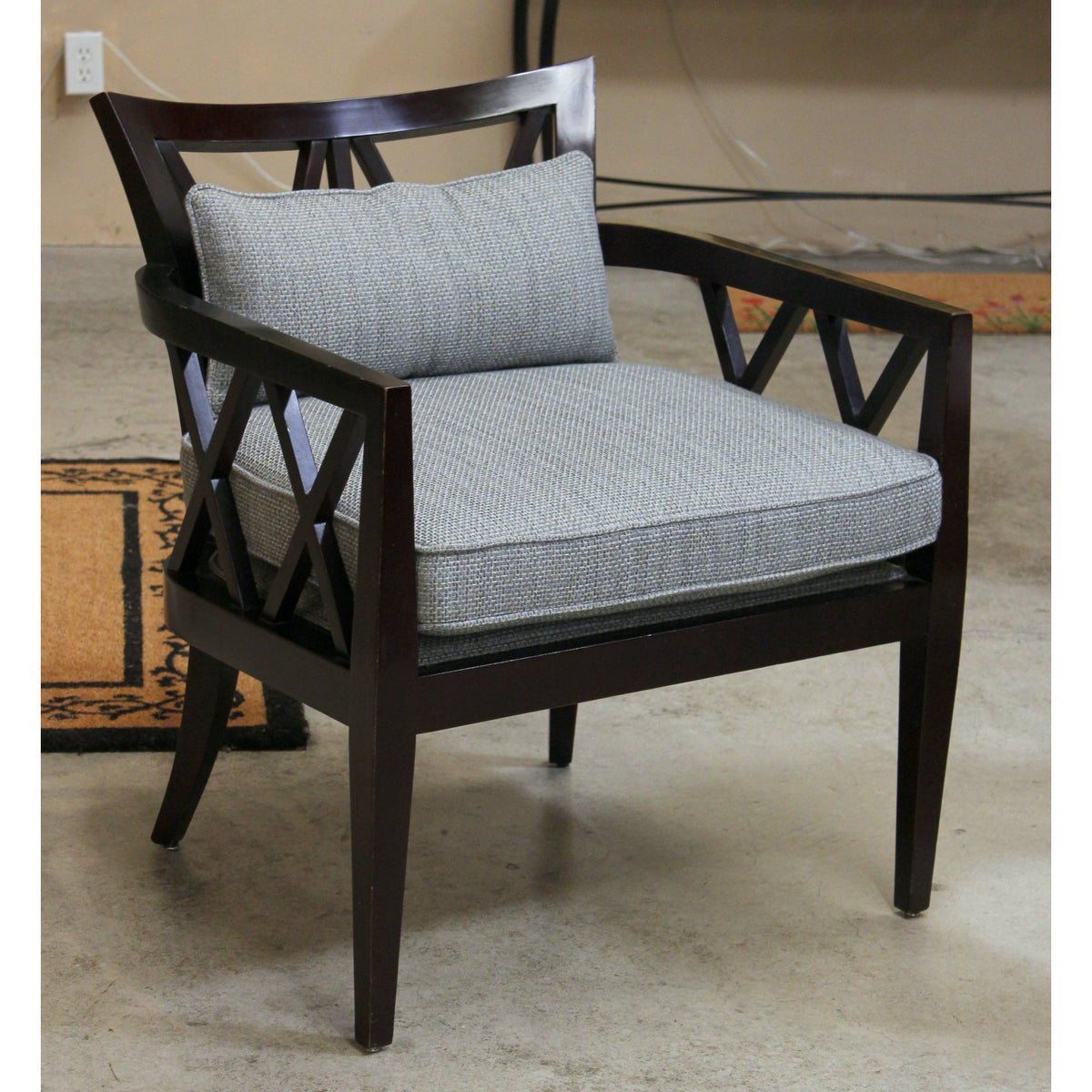 Wood Frame Chair w/Lt. Blue Tweed Uph