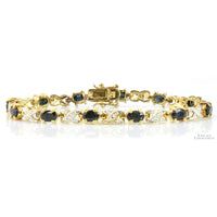 Gold Vermeil Greenish Blue Sapphire & Diamond Link Bracelet