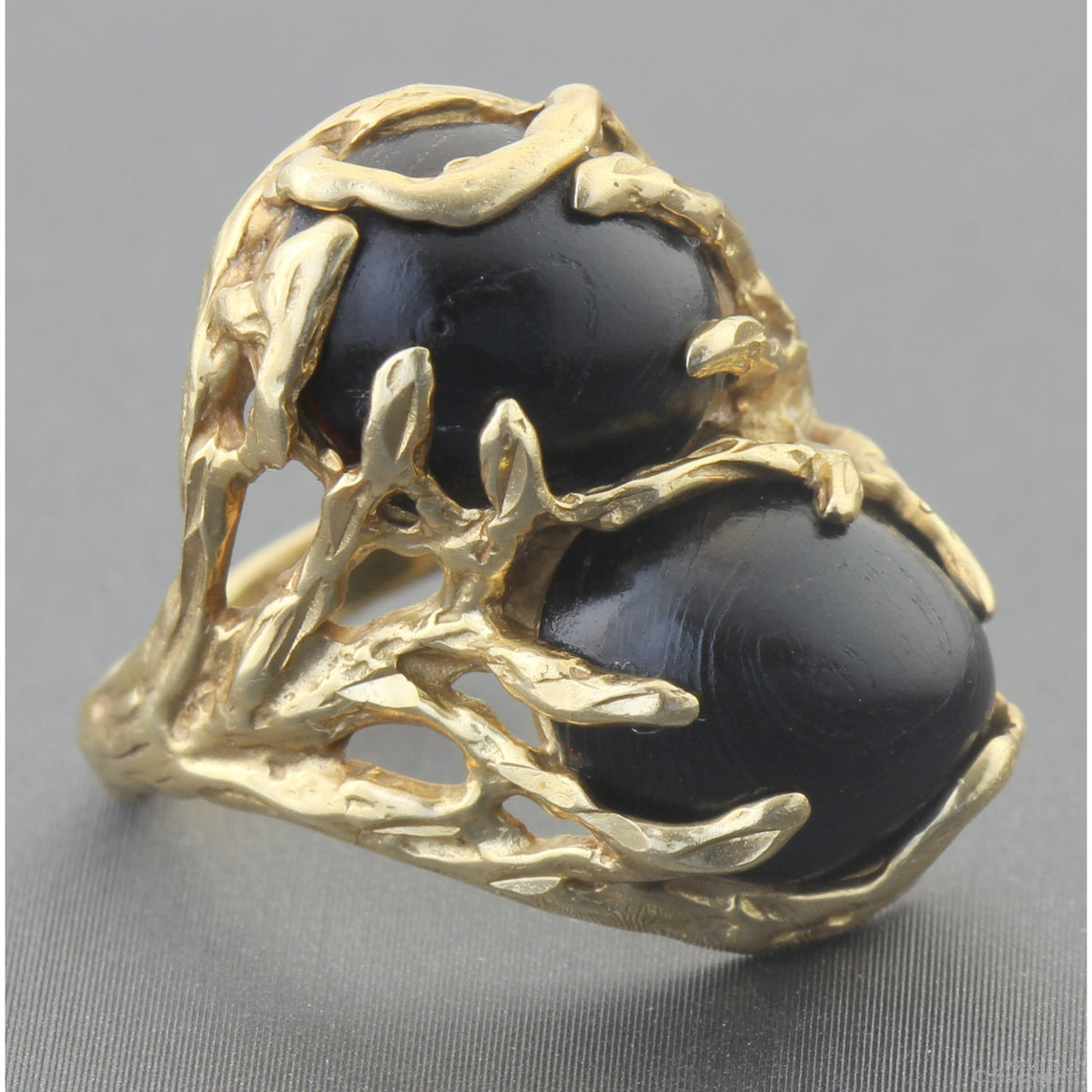Maui Diver's Black Coral Ring | 14K Gold Hawaiian Coral Branch | Vintage