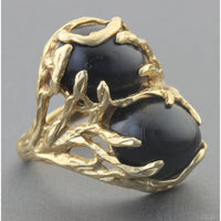 Maui Diver's Black Coral Ring | 14K Gold Hawaiian Coral Branch | Vintage