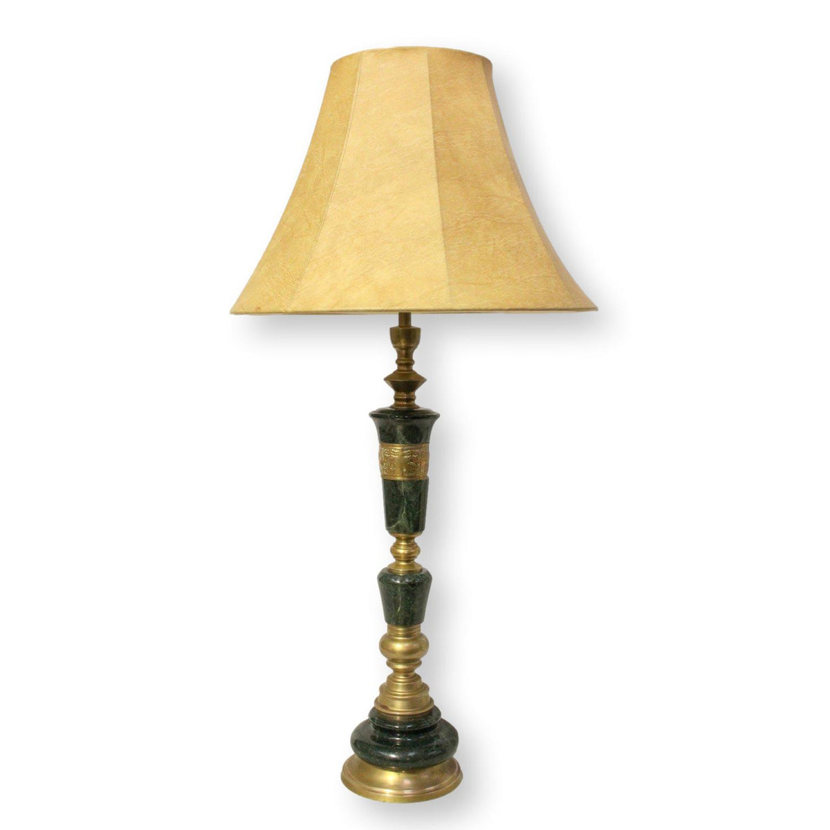 Marble & Brass Buffet Lamp w/Leather Shade
