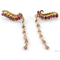 5.60ctw Ruby 14K Yellow Gold Ear Climber & Dangle Earrings