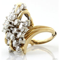Vintage 14K Gold 3.35 CTW Diamond Waterfall Cocktail Ring | Natural Diamond Estate Statement Ring
